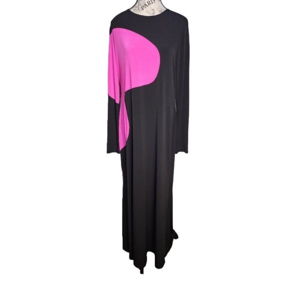 Topshop Women's Pink and Black Color block Swirl Jersey Maxi Dres… - Picture 2 of 11